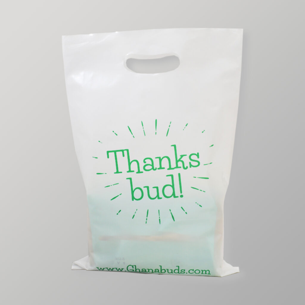 White custom plastic bag with logo