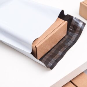 Office,desk,with,post,envelopes,,top,view