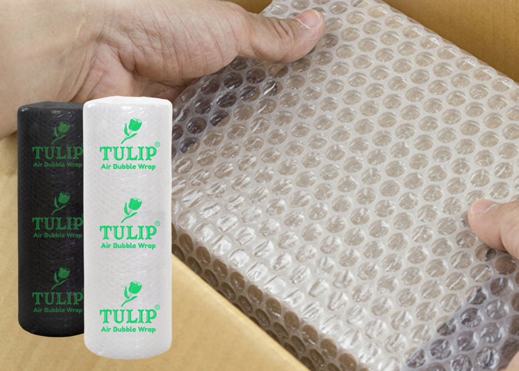 Tulip bubble wrap roll and sheet in a carton