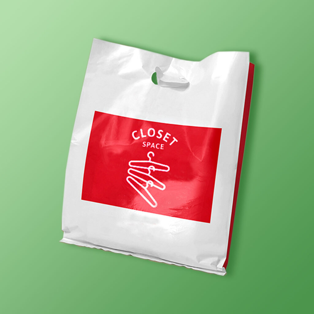 Custom plastic bag printed in red